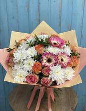 Букет цветов из:  Розы, Герберы и Хризантемы в Усть-Куте