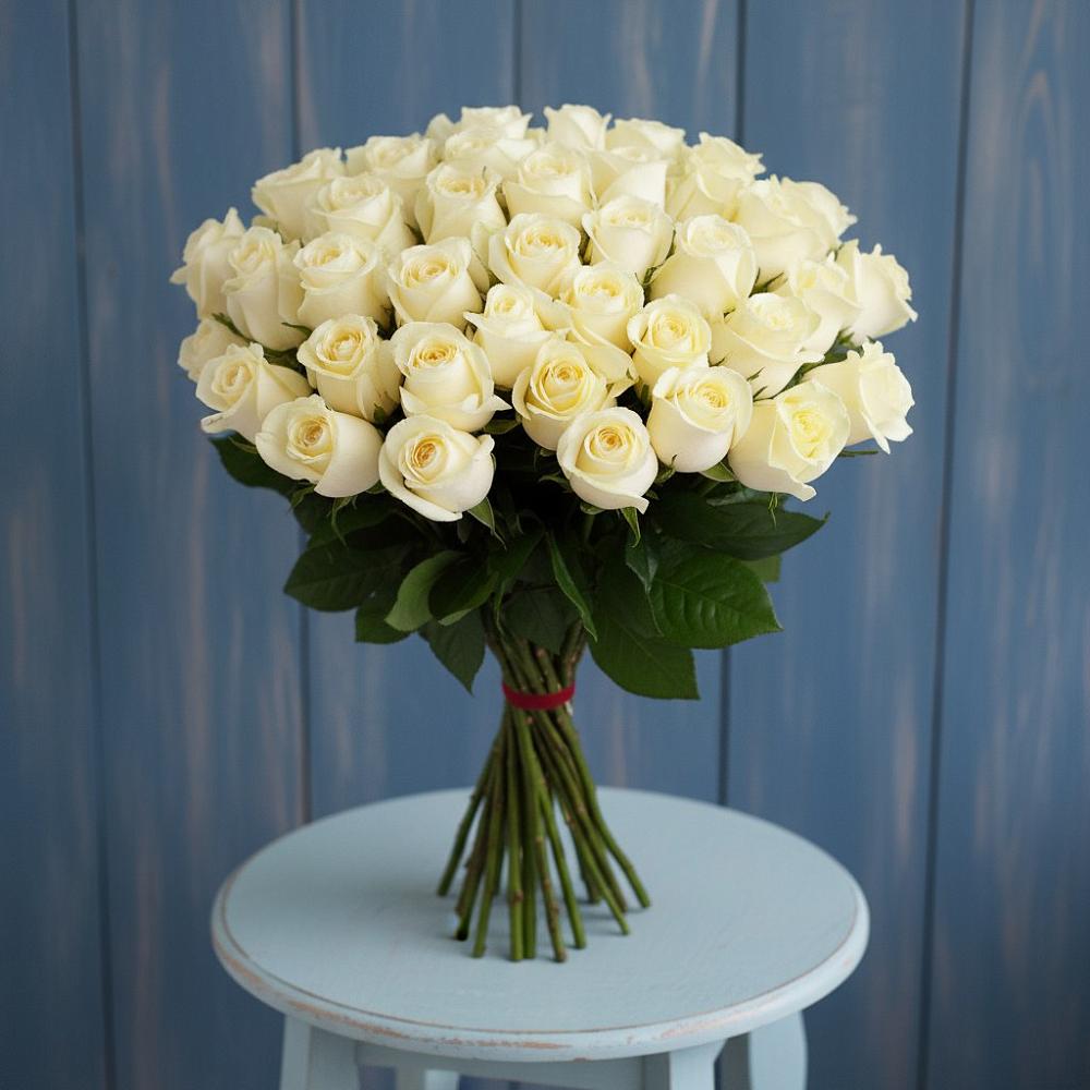 Букет 51 Белая роза Эдлесс Лав в Усть-Куте