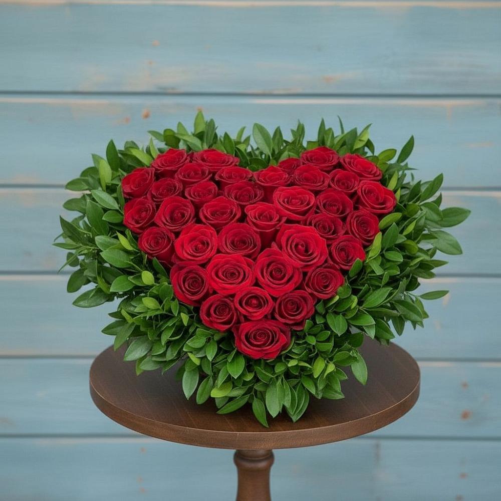 Цветочная композиция из Розы в виде сердца в Усть-Куте