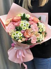 Букет нежные объятья в Усть-Куте Букет цветов из: Гвоздики, Розы и Хризантемы в Усть-Куте
